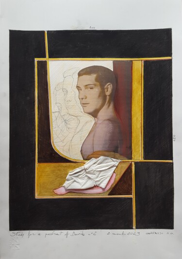 Pittura intitolato "study for a portrai…" da Cartasso, Opera d'arte originale, Acquarello