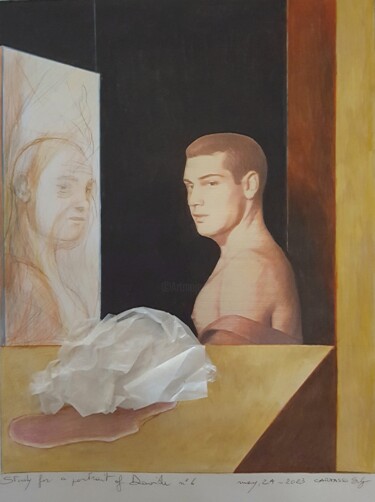 Malerei mit dem Titel "study for a portrai…" von Cartasso, Original-Kunstwerk, Aquarell