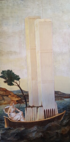 Painting titled "Twin Towers" by Cartasso, Original Artwork, Oil