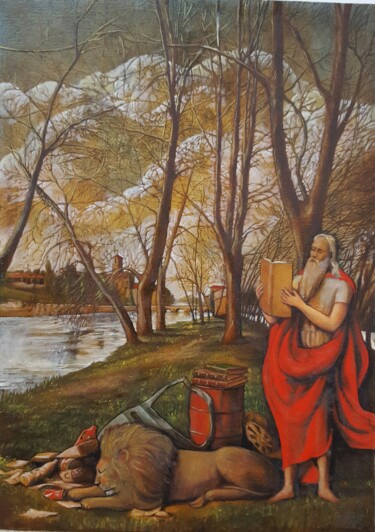 Pittura intitolato "san-gerolamo-70x50.…" da Cartasso, Opera d'arte originale, Olio