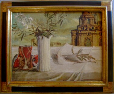 Painting titled "natura-morta-torino…" by Cartasso, Original Artwork, Oil