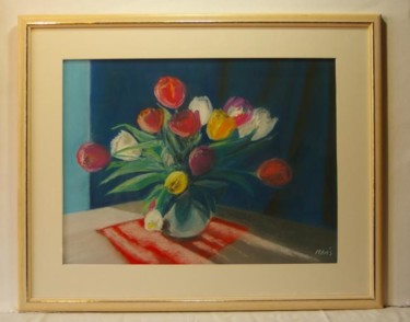 Peinture intitulée "Quelques tulipes" par Mams, Œuvre d'art originale, Huile