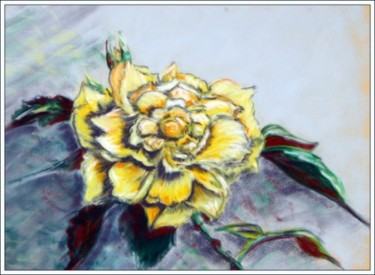 Peinture intitulée "Une rose sur la nap…" par Mams, Œuvre d'art originale, Huile