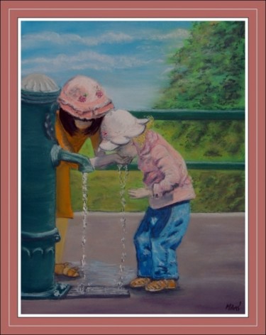 Peinture intitulée "Une petite soif" par Mams, Œuvre d'art originale, Huile
