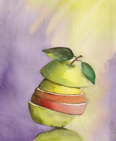 Peinture intitulée "Un fruit original" par Mams, Œuvre d'art originale, Huile