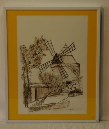 Peinture intitulée "Le moulin à vent" par Mams, Œuvre d'art originale, Huile