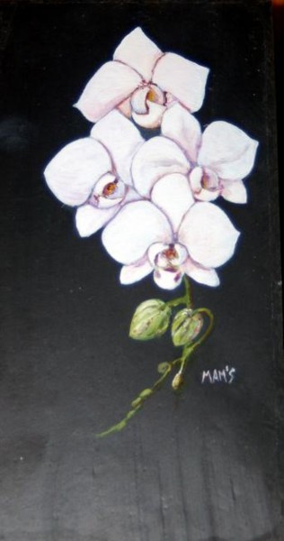 Peinture intitulée "Orchidées" par Mams, Œuvre d'art originale, Huile