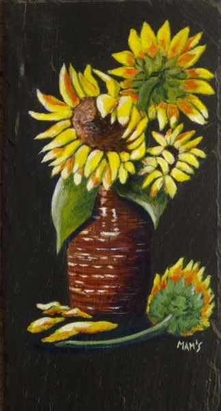 Peinture intitulée "Un bouquet de tourn…" par Mams, Œuvre d'art originale, Huile
