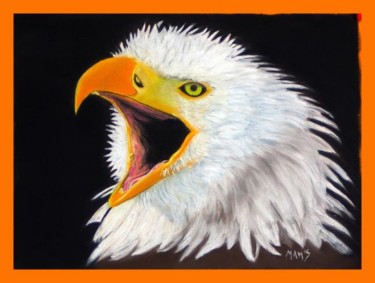 Peinture intitulée "L'aigle pêcheur" par Mams, Œuvre d'art originale, Huile