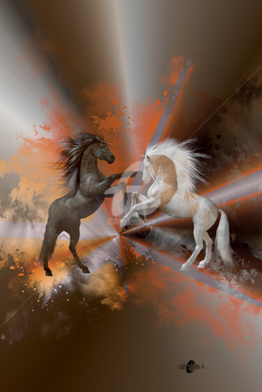 Arte digitale intitolato "Horses" da Cartsandra B, Opera d'arte originale, Pittura digitale
