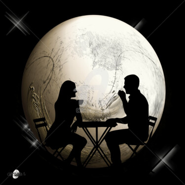 Digital Arts titled "Lune couple : déten…" by Cartsandra B, Original Artwork, Digital Painting