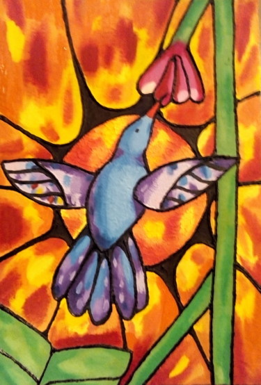 Painting titled "The Hummingbird" by Maurício Carvalho, Original Artwork, Oil