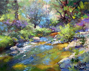 ET COULE LA RIVIERE Peinture intitulée "ET COULE LA RIVIERE" par Claude Carvin, Œuvre d'art originale, Acrylique Monté sur Châssis en bois