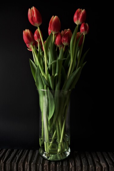 Desenho intitulada "Vase aux tulipes" por Patrick Casado, Obras de arte originais, Lápis