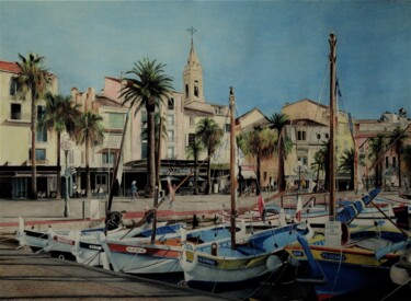 Dessin intitulée "SANARY SUR MER 2" par Patrick Casado, Œuvre d'art originale, Crayon