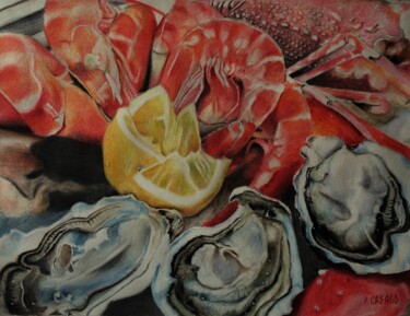Dessin intitulée "Fruits de mer" par Patrick Casado, Œuvre d'art originale, Crayon