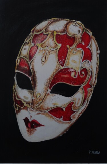 Pintura intitulada "Masque Venise" por Patrick Casado, Obras de arte originais, Lápis