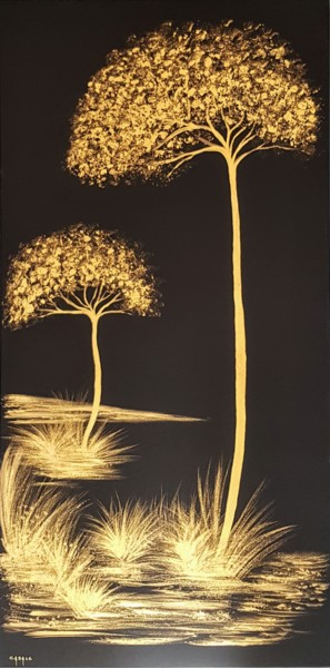 Peinture intitulée "Évasion Dorée" par Casal'Art, Œuvre d'art originale, Acrylique