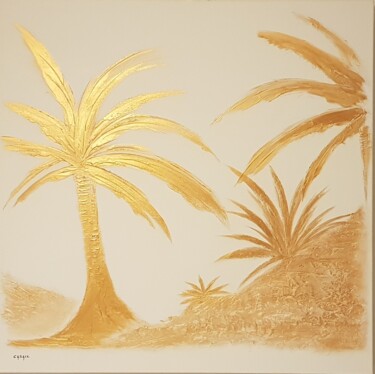 Peinture intitulée "Oasis dorée" par Casal'Art, Œuvre d'art originale, Acrylique