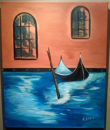 Painting titled "Gondola al crepusco…" by Casal'Art, Original Artwork, Acrylic