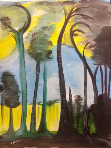 Painting titled "Forêt déchantée" by Casal'Art, Original Artwork, Acrylic