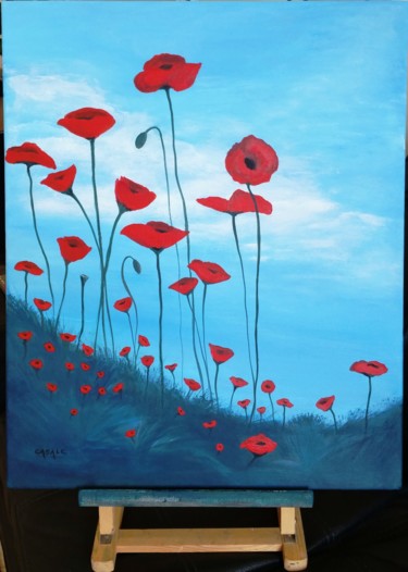 Painting titled "Coquelicots" by Casal'Art, Original Artwork, Acrylic