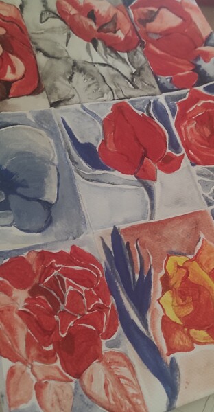 Painting titled "Petali" by Casandra Vasile, Original Artwork, Watercolor