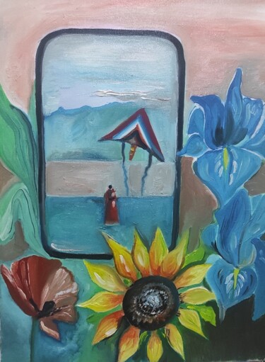 Painting titled "Viaggio" by Casandra Vasile, Original Artwork, Oil Mounted on Wood Stretcher frame