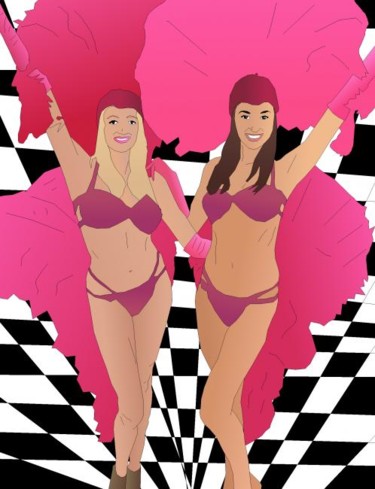 Digital Arts titled "Las Vegas Showgirls" by Casino Artist, Original Artwork, Digital Painting