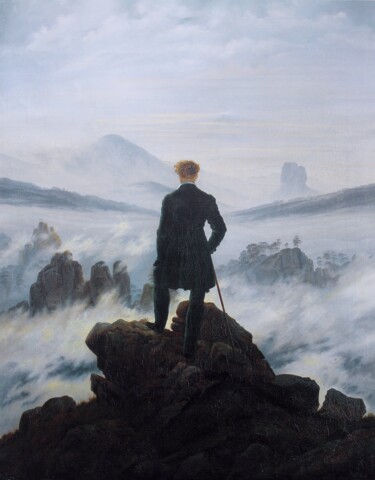Malerei mit dem Titel "Le randonneur au-de…" von Caspar David Friedrich, Original-Kunstwerk, Öl