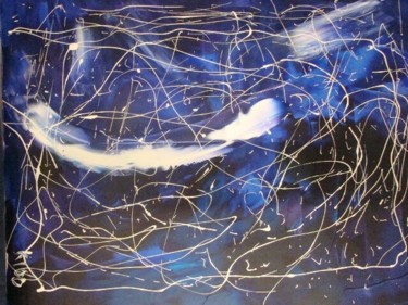 Painting titled "BLEU ET BLANC" by K100, Original Artwork