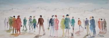 Peinture intitulée "Touristes" par Le Forestier, Œuvre d'art originale, Aquarelle