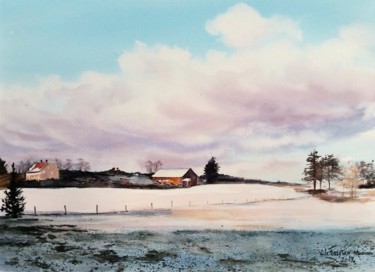 Peinture intitulée "Norvège" par Le Forestier, Œuvre d'art originale, Aquarelle