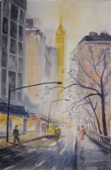 Peinture intitulée "Rue de New York" par Le Forestier, Œuvre d'art originale