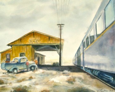 Peinture intitulée "Arrivée du train" par Le Forestier, Œuvre d'art originale