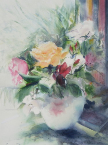 Peinture intitulée "Roses de juin" par Le Forestier, Œuvre d'art originale, Aquarelle