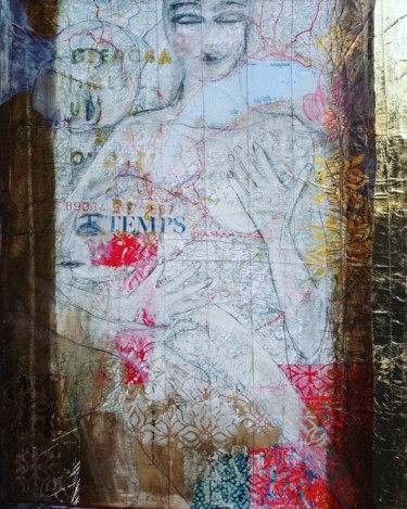 Collages intitolato "Le Temps, 2018" da Cassandra Wainhouse, Opera d'arte originale, Collages Montato su Telaio per barella…