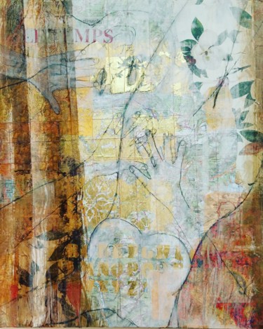 Collages titled "Réinventer le Temps" by Cassandra Wainhouse, Original Artwork, Collages Mounted on Wood Stretcher frame