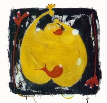 Peinture intitulée "JAUNE POISSON" par Cassandre Jackson, Œuvre d'art originale