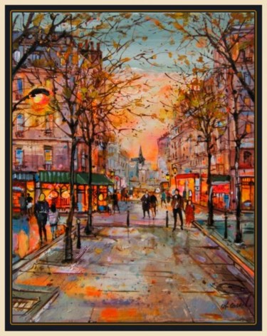 Peinture intitulée "rue de la republiqu…" par Christophe Cassel, Œuvre d'art originale, Huile