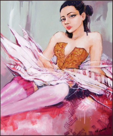 Peinture intitulée "ballerine rozeee" par Christophe Cassel, Œuvre d'art originale, Huile