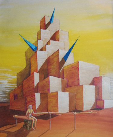 Картина под названием "SOCIEDADE" - Cassiano Lima, Подлинное произведение искусства, Акварель Установлен на картон