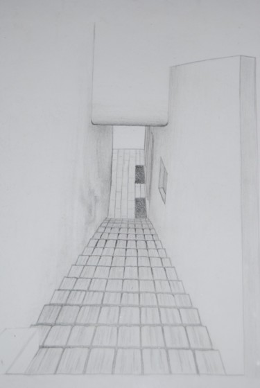 Drawing titled "Escada" by Cassiano Lima, Original Artwork, Graphite Mounted on Cardboard
