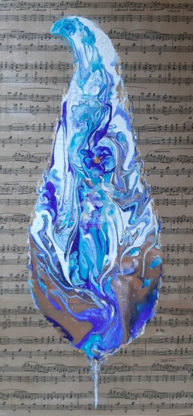Peinture intitulée "Plume bleue" par Cassio-Galet, Œuvre d'art originale, Acrylique Monté sur Panneau de bois