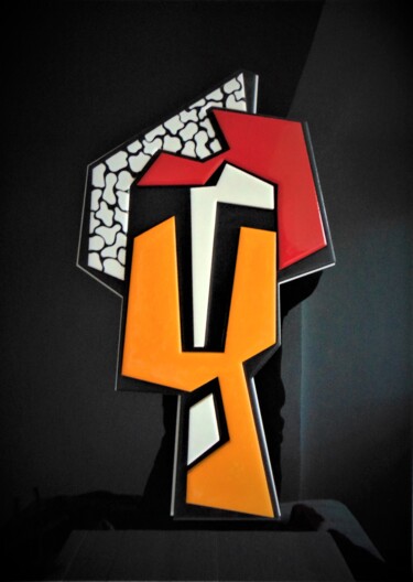 Sculpture titled "TWIN SISTER (2)" by Carlos Castanedo, Original Artwork, Resin Mounted on Wood Panel