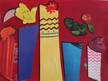 Коллажи под названием "Vases" - Marta Castellanos, Подлинное произведение искусства, Коллажи