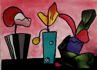 Collages titulada "Trois Vases" por Marta Castellanos, Obra de arte original, Collages