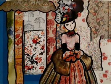 Colagens intitulada "Mimi de Montparnasse" por Marta Castellanos, Obras de arte originais, Colagens