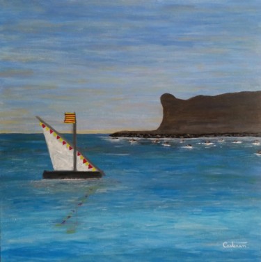 Painting titled "Barque catalane aux…" by Cyril Casteran, Original Artwork, Acrylic