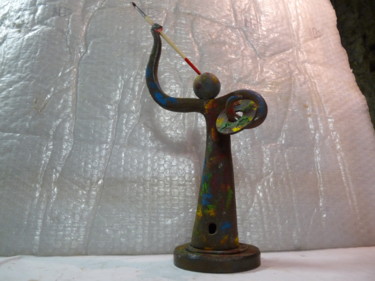 Sculpture intitulée "le peintre" par Castor, Œuvre d'art originale